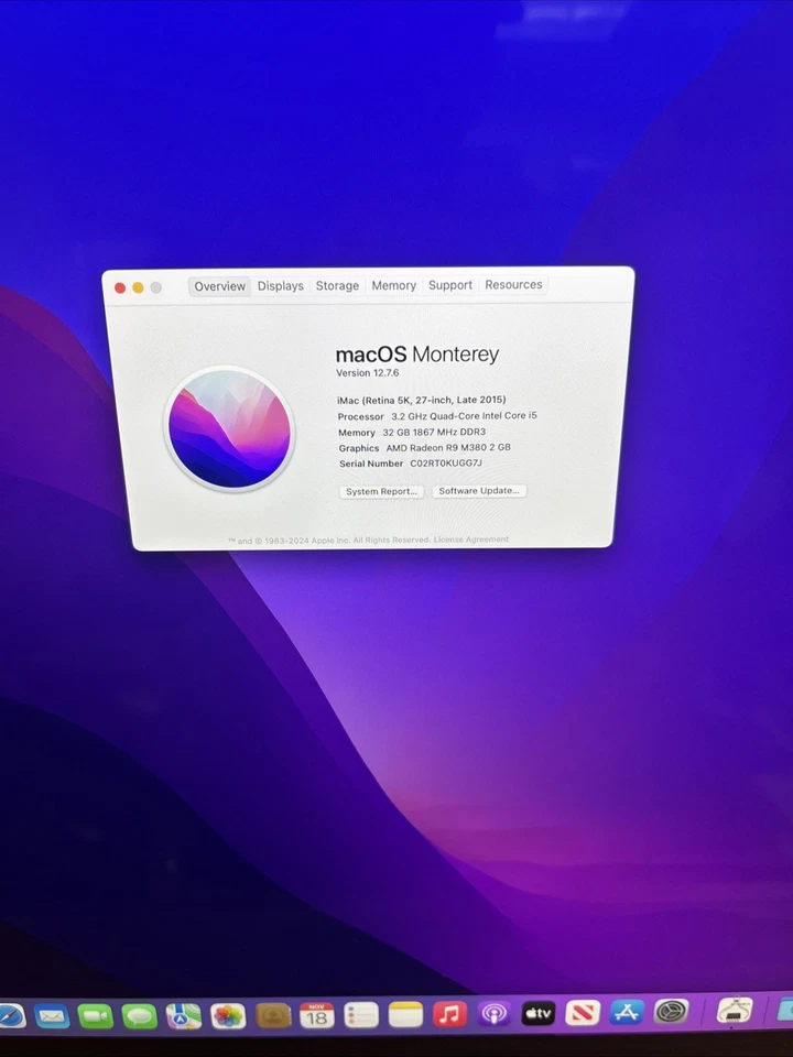 Apple iMac Retina 5K 27” 2015 A1419 Catalina i5 3.2 GHz 32GB Ram 1TB HDD - Image 4 of 4