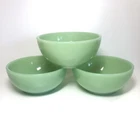 Lot of 3 - Fire King Oven Ware USA Jadite Green Fruit/Ice Cream Bowls 5” Vintage
