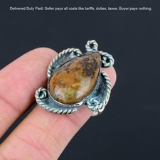 Pear Tibetan Turquoise Stone Birthday Elegant New Ring Size 10.5 Sterling Silver