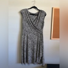 Lauren Ralph Lauren Faux Wrap Dress Spots Business Casual Cap Sleeve Women Sz 12