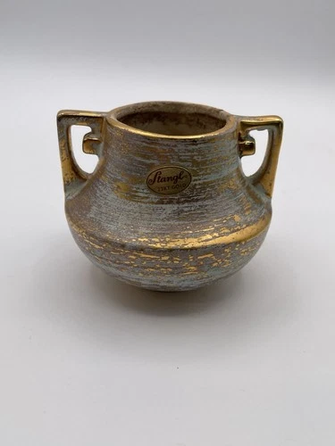 MCM Stangl Pottery Granada Gold Vase 3.5" tall 22 karat Gold Finish