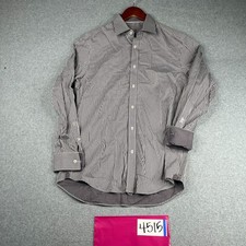 Bugatchi Uomo Shirt 16 Purple Striped Flip Cuff Button Up Long Sleeve Mens