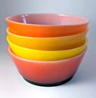 Vintage Fire King 5" Cereal Bowls 4 Shades of Orange and Yellow Anchor Hocking