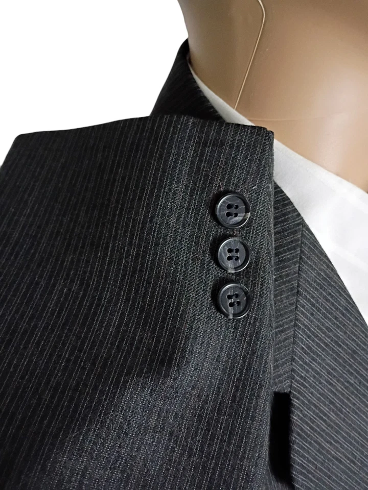 Traje De Colección Años 90 Hardy Amies Dos Piezas Gris Lana Rojo Rayas 38L Calce Ajustado 29X31.5 Foto 4 de 4