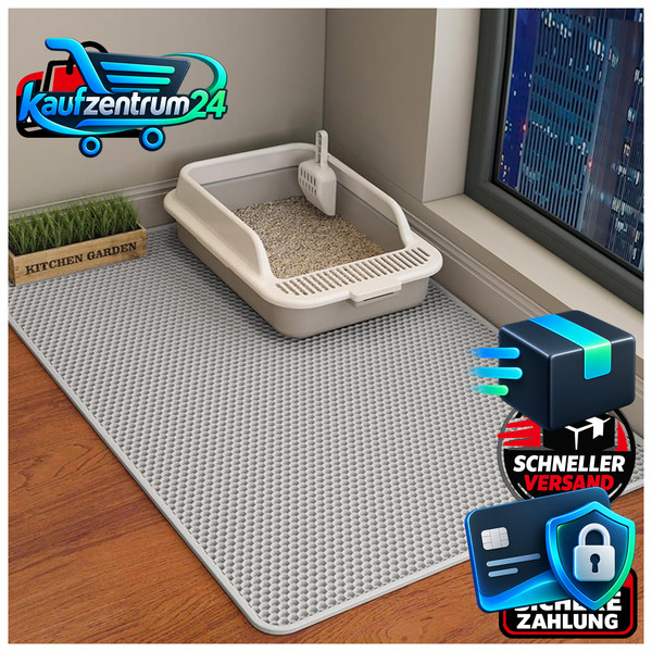 Katzenklo Matte Wasserdicht Grau 120 X 70 Cm Katzentoilette Vorleger Katzenstreu-image