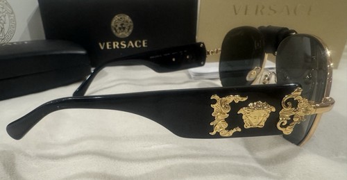 VErSaCE Sunglasses AUTHENTIC Black Gold 2150q Aviator Round Teardrop Ve2150q - Picture 4 of 16