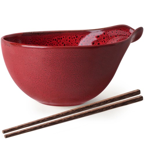 Ramen Bowl with Chopsticks, 42oz Ceramic Noodle Bowl, Large Soup Bowl, Pasta ...