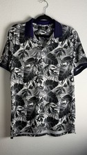 G/Fore Performance Golf Polo Men  s Medium Floral Palm Fronds Stretch Wicking