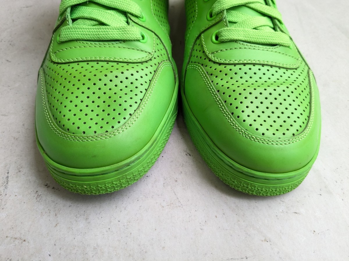 Gucci High Top Sneakers Green Men US 10 Leather Shoes Perforated