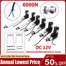 Heavy Duty 4"-18" 6000N Linear Actuator 1320lbs Max Lift 12V DC Motor + Brackets