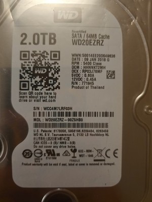 Interne Festplatte, wd20ezrz, Sata/64MB Cache, 2.0TB, RPM 5400Class, NEU