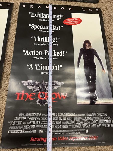 4 Lot Vintage 1994 The Crow Händler VHS Veröffentlichung Filmplakat Brandon Lee Schaden - Bild 3 von 21