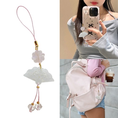 Simple Fan Bead Pendants Phone Charm Straps Lanyard Purse Accessories - Photo 2 sur 9