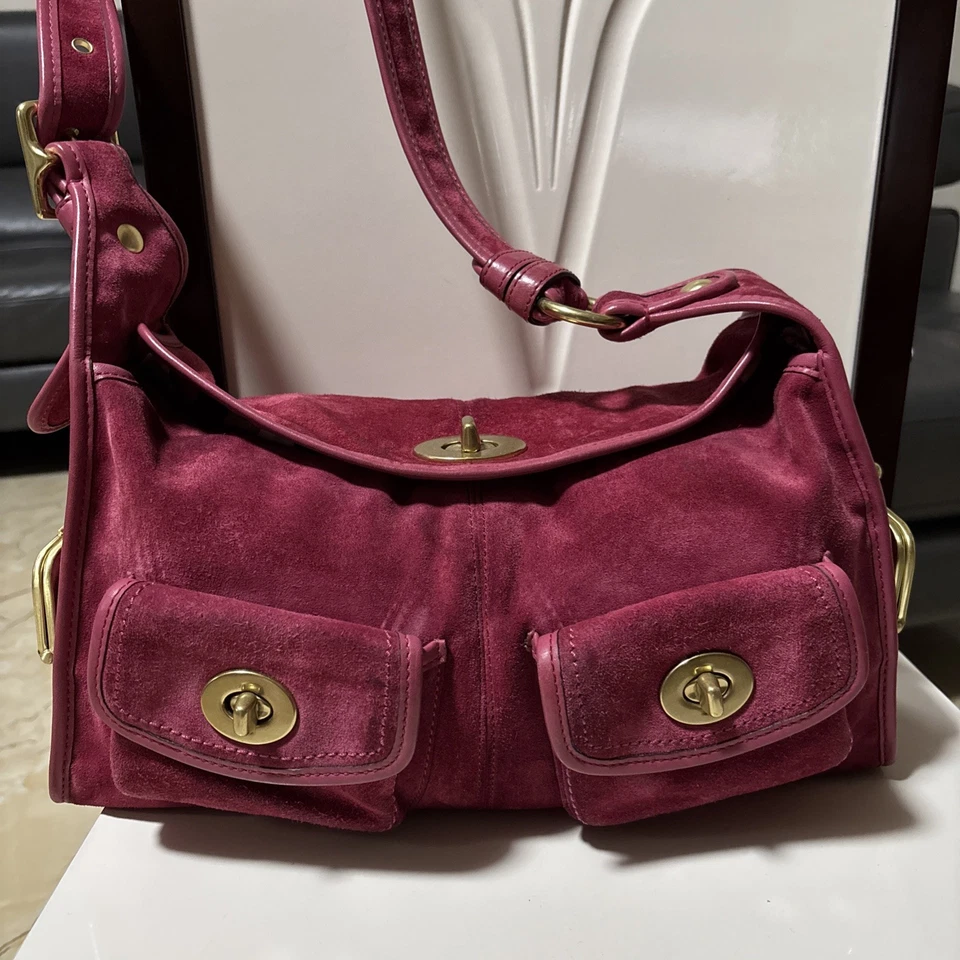 Archive Pink Coach Bleecker Suede Haversack Bag (no Hangtag) Worn See Pictures - Image 2 of 4