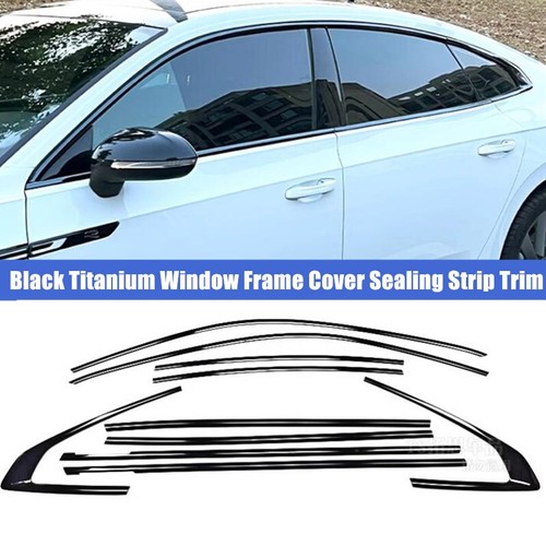 Black Titanium Side Window Cover Strip Trim for Volkswagen Arteon CC 2022-2023 - Picture 3 of 8