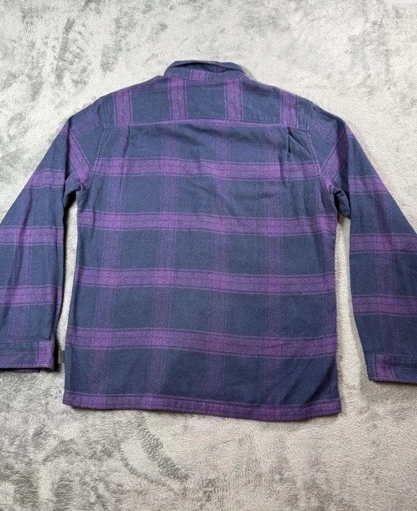 Camisa Patagonia Para Hombres Mediana Púrpura Azul Marino Franela Fiordo Cuadros Algodón Orgánico Suave Foto 3 de 3