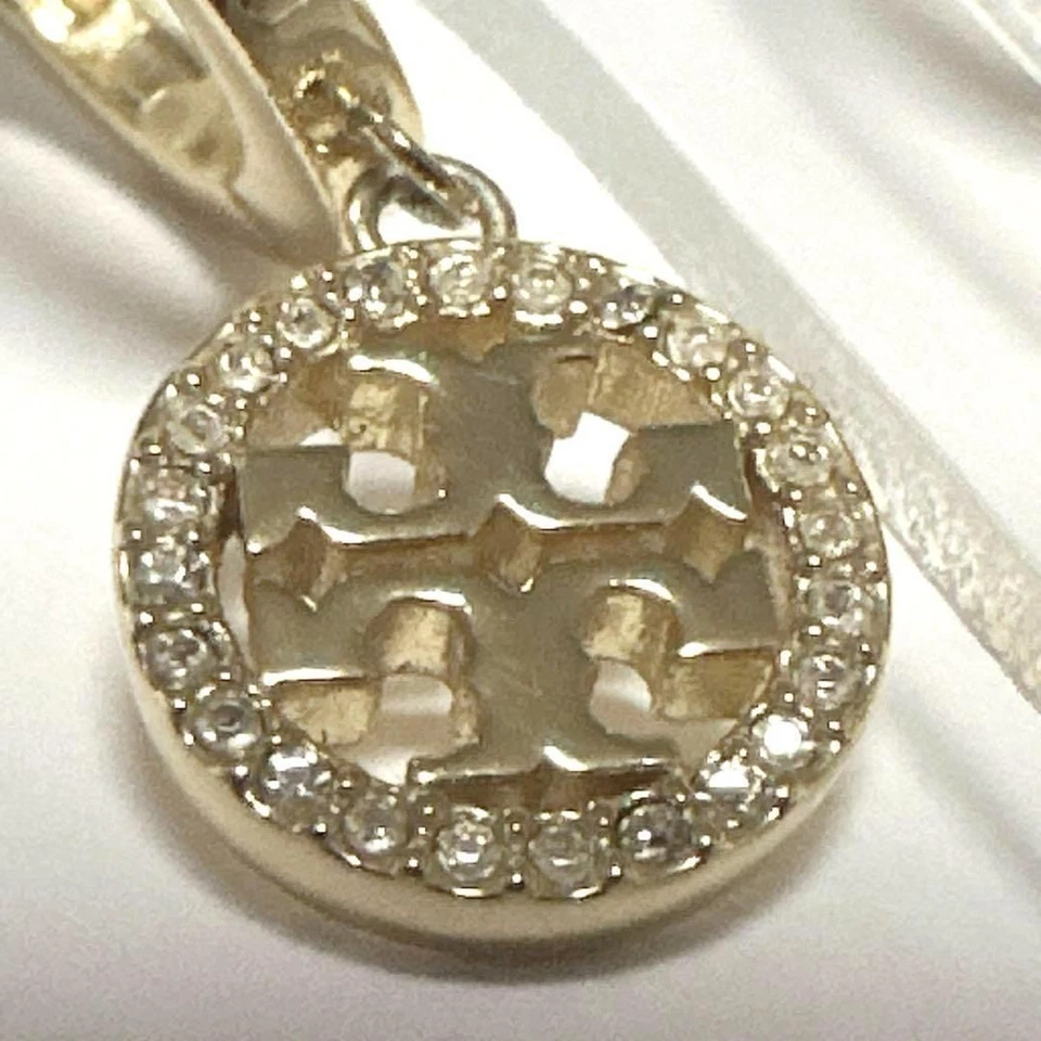 Pendientes TORY BURCH Espejo Pavimento Gota Huggy Aro Latón Cristal 0.4 pulgadas Foto 3 de 4