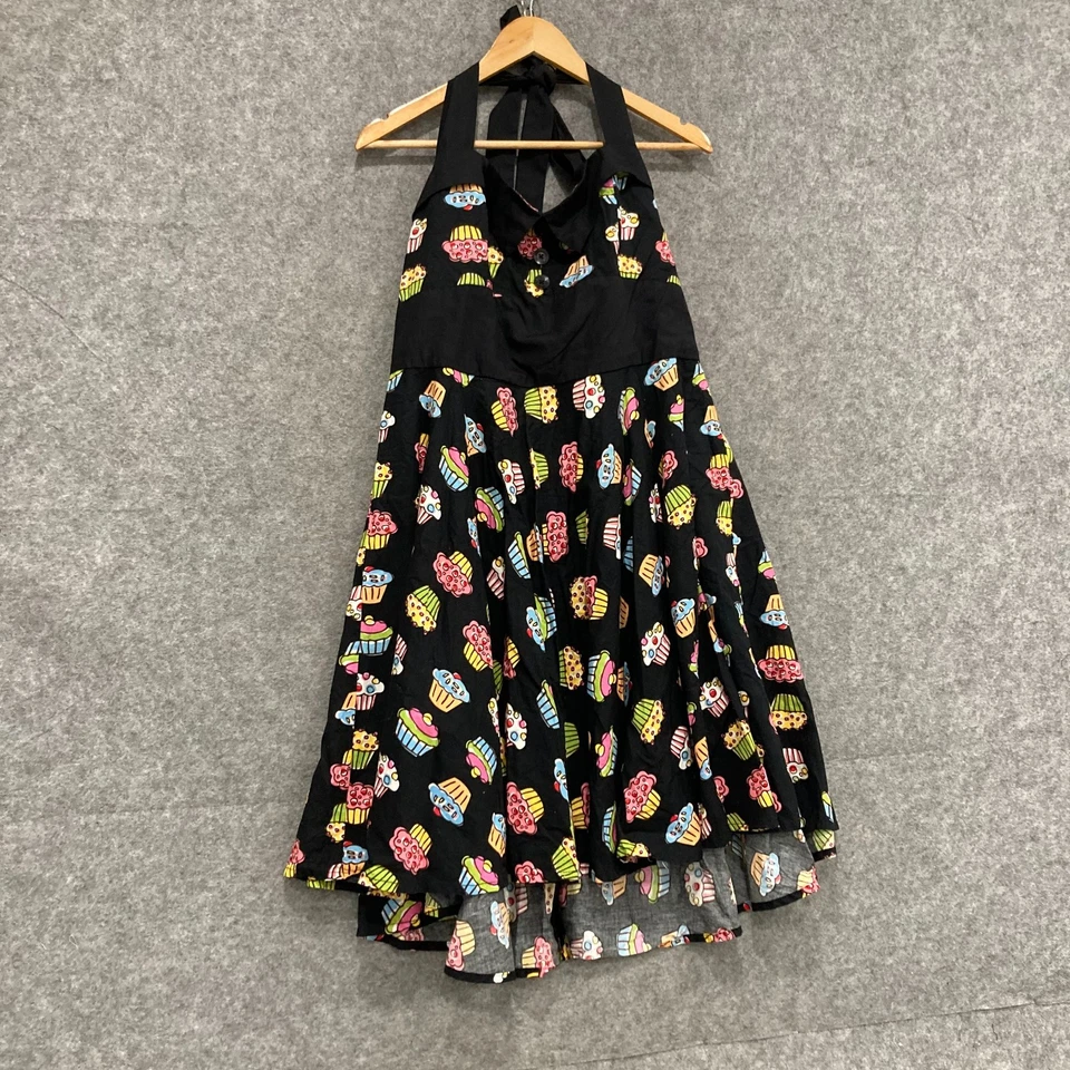 Nineteen 50 Womens Dress Size 2XL Retro Rockabilly Cupcakes 70s Diner Halter - image 2 of 4