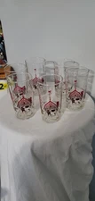 Vtg Lot of 6 Mobil Oil Gas Premium Friendly Farm Libbey Glass 4 3/4" Tumblers
