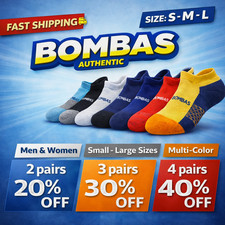  AUTHENTIC    Bombas Ankle Socks for Men  Women   S, M, L   Multi-Color       