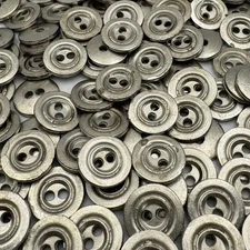 Old Metal Button Distressed Vintage Nickel Finish Circle/Rim 13mm 15mm 18mm 2hl