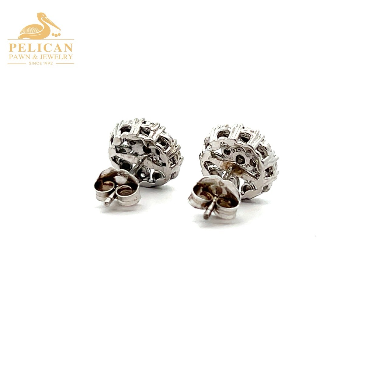 Diamond Cluster Earrings .066 CTW 925 Silver (PPJ… - image 3