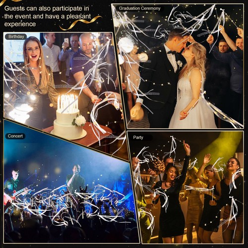 50 Piezas Varitas de Boda Cinta Serpentinas con 3 Colores Intermitentes, Luz y... - Imagen 7 de 7
