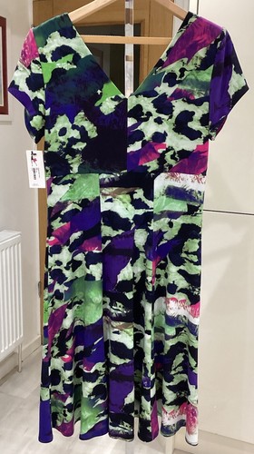 Vestido sin cordones vibrante para damas Georgede con elástico BNWT UK 18 - Imagen 4 de 10