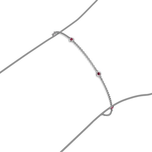 Bracciale Stazione Rotondo Rubino 5 Pietre 1/6 ctw Oro 14K JP: 77170 - Foto 4 di 16