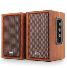 40W Wooden Bookshelf Speakers, 2.0 Powered Computer Speakers with Strong 