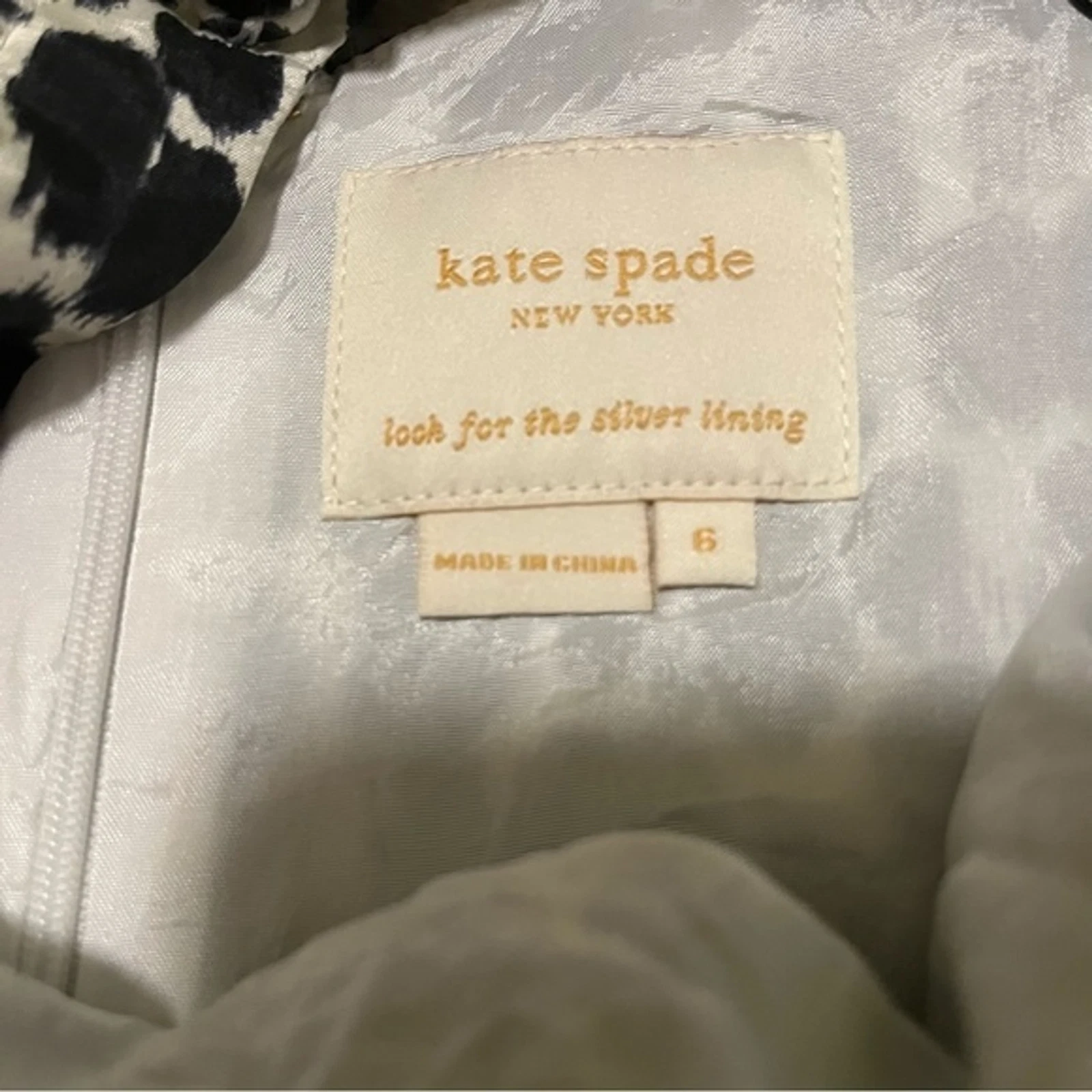 Abito Kate Spade NY Dorothy stampa leopardata fiocco di seta taglia 6