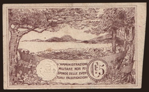 Italy - POW Camp - 191? - 5 Centesimi - Asinara - "EF-" #CO6243 - Picture 3 of 6