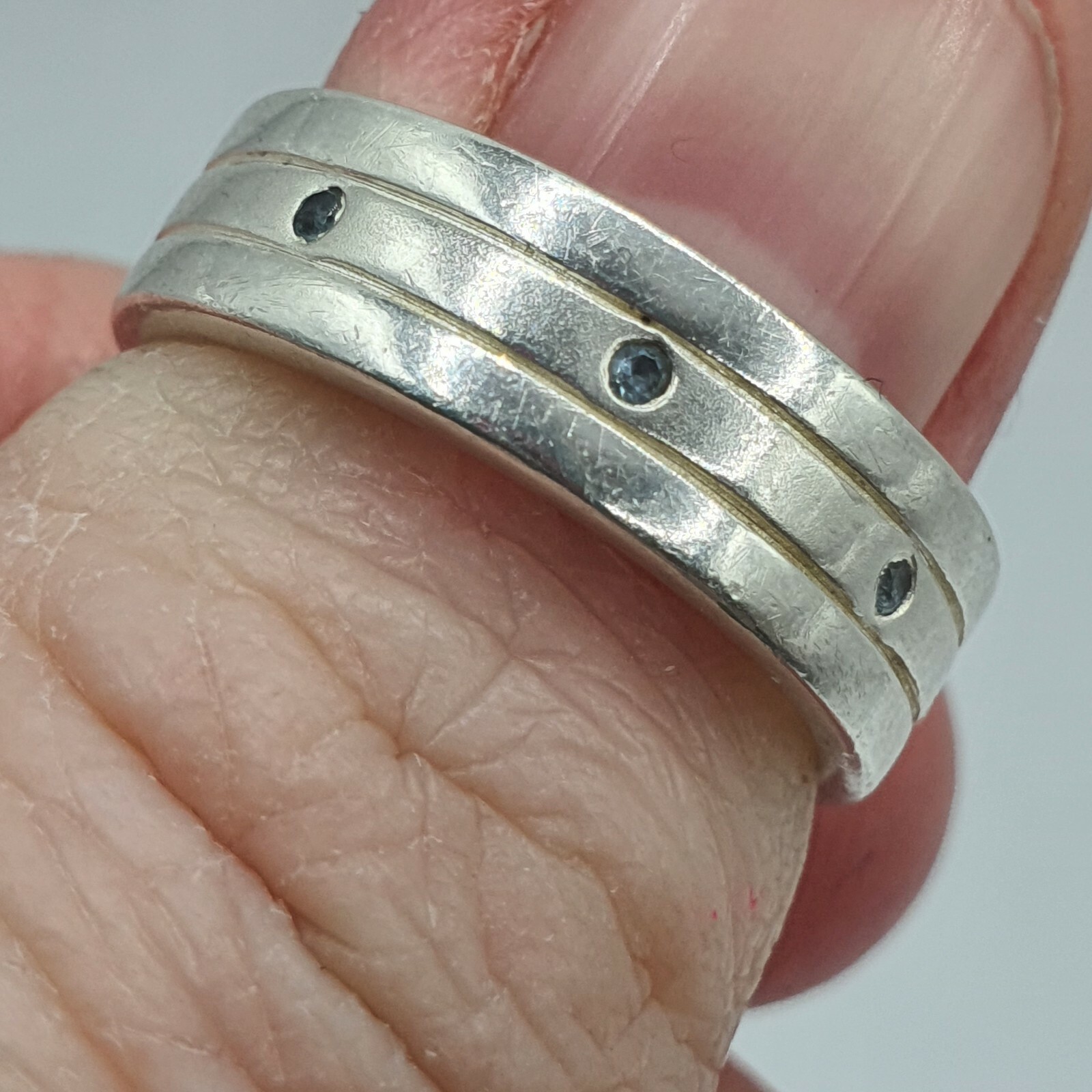 Sterling Silver Aquamarine Ring Size M 5.2g, R156