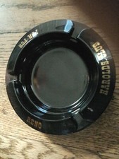 Early 1960's Black Glass Advertising Ashtray Harolds Club For Fun Reno Nevada