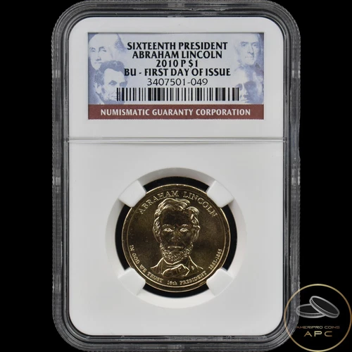 2010 P Abraham Lincoln Presidential Dollar 16th President NGC BU FDOI