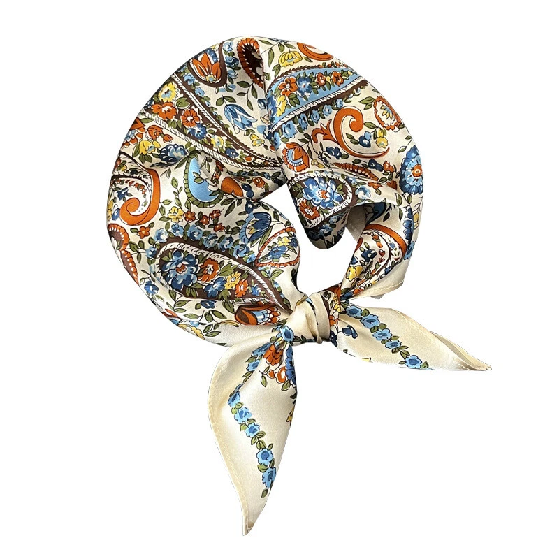 100% Silk mulberry Satin Scarf Women neckerchief Floral 20"x20"