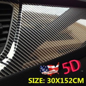 Details About 5d Car Interior Accessories Interior Panel Black Carbon Fiber Vinyl Wrap Sticker