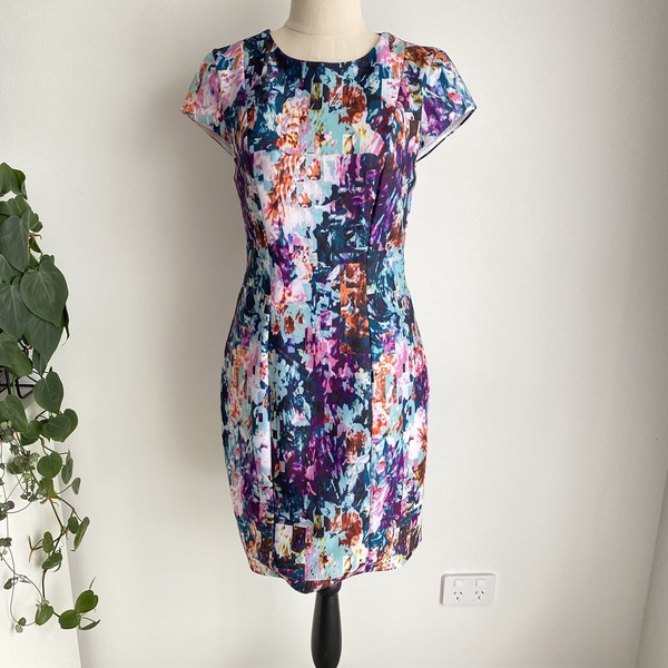 Kookai Womens Mini Pencil Dress Size 38 AU 10 Floral Cocktail Party Open Back