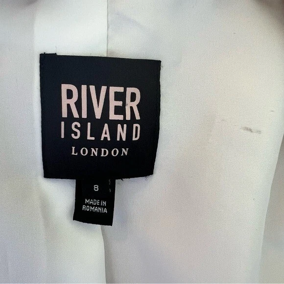 Chaqueta Blazer River Island Camel Tostado Frente Abierto Manga Acanalada Para Mujer Talla 8” Foto 4 de 4