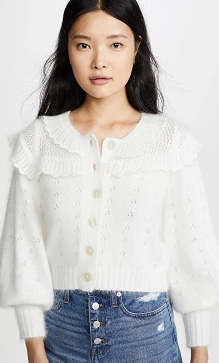 White angora hotsell cardigan sweater