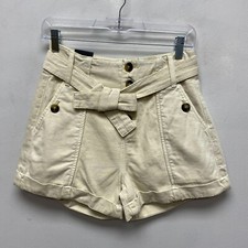 Blank NYC Womens Beige Belted Button Fly Cuffed Hem Twill Paperbag Shorts 26