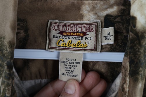 Vtg 90s Cabelas Mens Medium Faded Deer Nature All Over Print Button Down Shirt - Picture 7 of 11