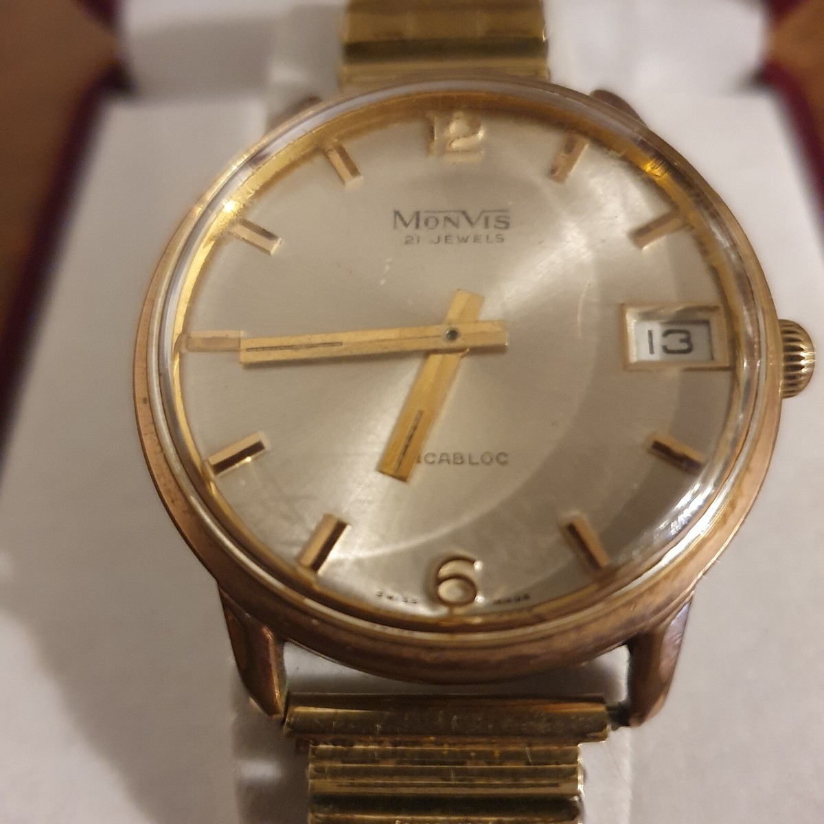 Gents Vintage Swiss 1960's MONVIS Incabloc 21 Jewel Watch Fixoflex Rolled  Gold