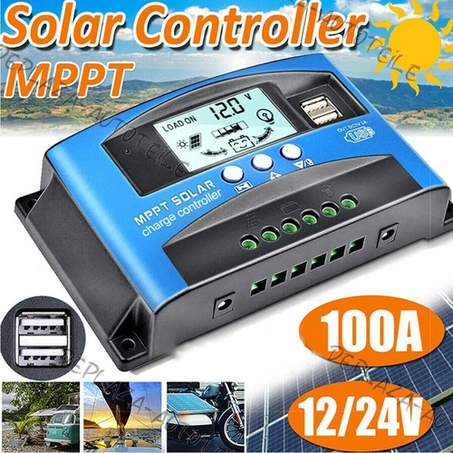 -100A Solar Laderegler MPPT Solar Panel Controller Regulator 12V / 24V Mit 2 USB