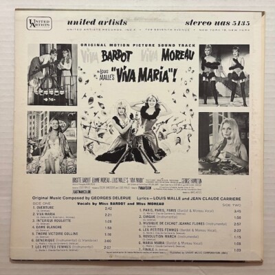 邦楽 \"Viva Maria\"! (Banda Sonora Original) VIVA MARIA! Brigitte Bardot Jeanne Moreau 1965 US Soundtrack LP