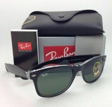 RAY-BAN Sunglasses RB 2132 6052 58-18 NEW WAYFARER Black on Clear w/Green Lenses