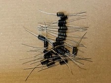 25 New Supertech 47 uf 50v Axial Capacitors Guitar Tube Amp & Stereo Caps (Qty