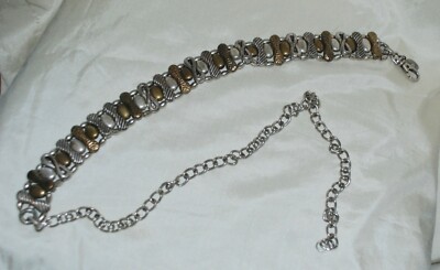 Funky Hippy Boho Bold CHICO'S Metal Mixed Tone Chain Belt Adjustable 