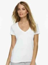 Felina Women's V-Neck Short Sleeve T-Shirt, White, Size XXL