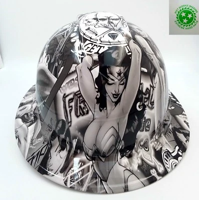 PYRAMEX FULL BRIM Hard Hat custom hydro dipped , SEXY WHITE BAD BONES OSHA APPROVED SICK